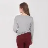 T-shirt col V femme manches longues avec broderie - KONTAKT