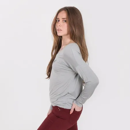 T-shirt col V femme manches longues avec broderie - KONTAKT