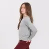 T-shirt col V femme manches longues avec broderie - KONTAKT