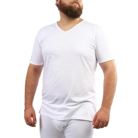 T-shirt col V grandes tailles en coton pur - KONTAKT