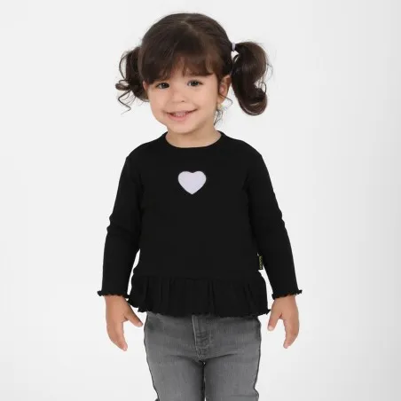 T-shirt côtelé bébé avec volant et cut out cœur - KONTAKT