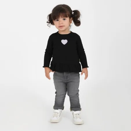 T-shirt côtelé bébé avec volant et cut out cœur - KONTAKT