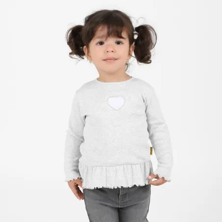 T-shirt côtelé bébé avec volant et cut out cœur - KONTAKT