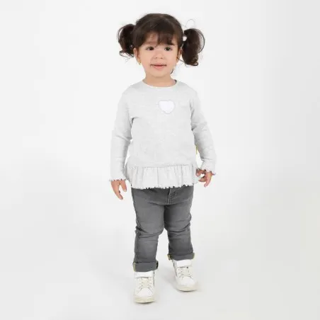 T-shirt côtelé bébé avec volant et cut out cœur - KONTAKT