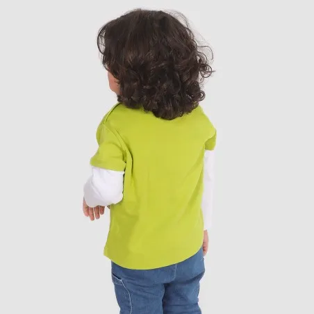 T-shirt côtelé bébé manches longues contrastées MIGNON COMME UN AVION - KONTAKT