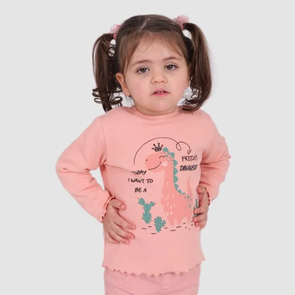 T-shirt côtelé bébé manches longues DINOSAUR - KONTAKT