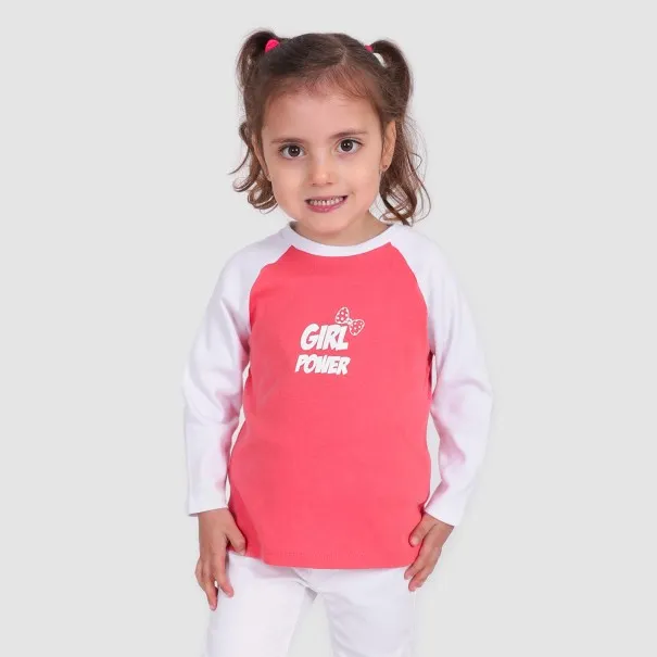 T-shirt côtelé bébé manches raglan GIRL POWER - KONTAKT