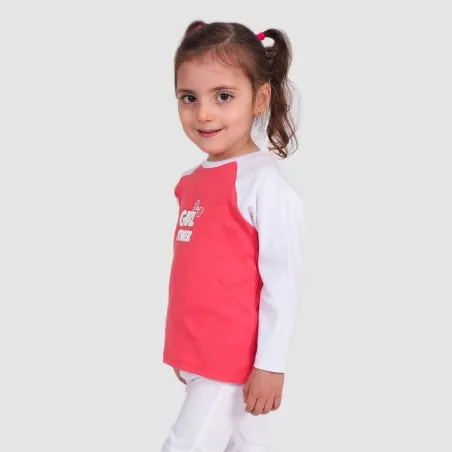 T-shirt côtelé bébé manches raglan GIRL POWER - KONTAKT