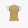 T-shirt côtelé femme manches à volant en chaine et trame - KONTAKT