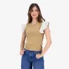 T-shirt côtelé femme manches à volant en chaine et trame - KONTAKT