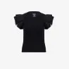 T-shirt côtelé femme manches à volant en chaine et trame - KONTAKT