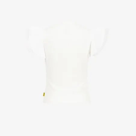 T-shirt côtelé femme manches à volant en chaine et trame - KONTAKT