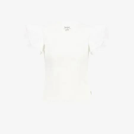 T-shirt côtelé femme manches à volant en chaine et trame - KONTAKT