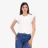 T-shirt côtelé femme manches à volant en chaine et trame - KONTAKT