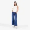 T-shirt côtelé femme manches à volant en chaine et trame - KONTAKT