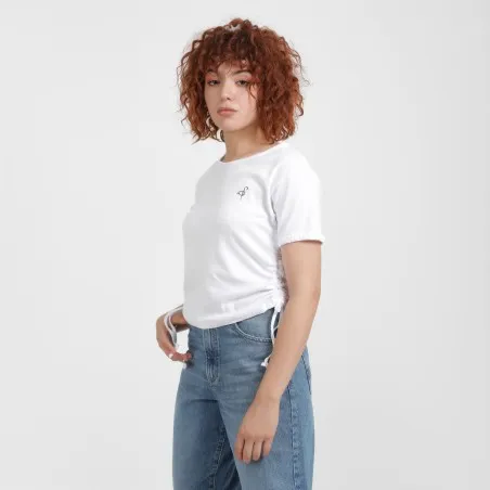 T-shirt côtelé femme manches courtes avec cordon de serrage - KONTAKT