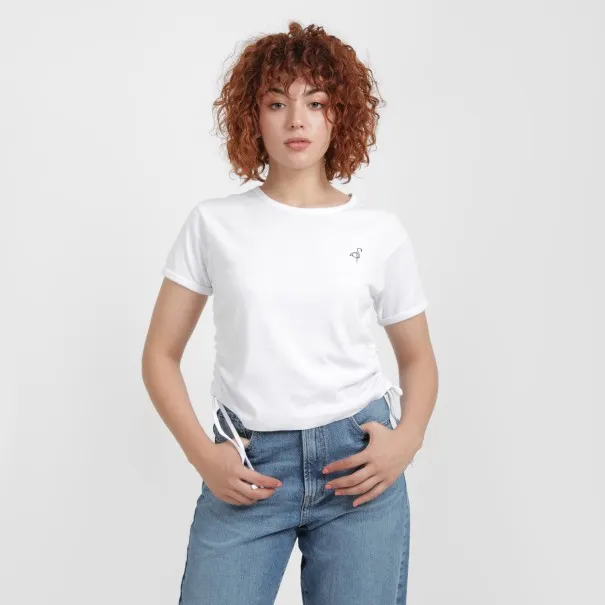 T-shirt côtelé femme manches courtes avec cordon de serrage - KONTAKT
