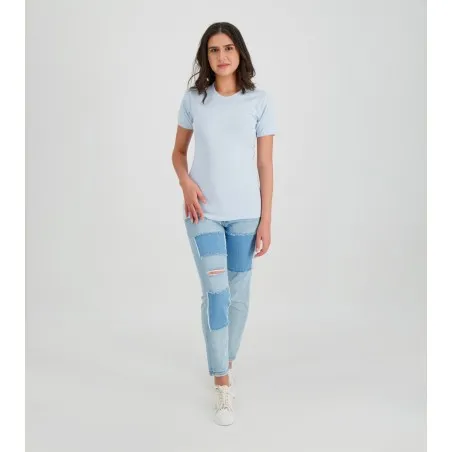 T-shirt côtelé femme manches courtes basic - KONTAKT
