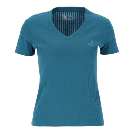 T-shirt côtelé femme manches courtes col V - KONTAKT