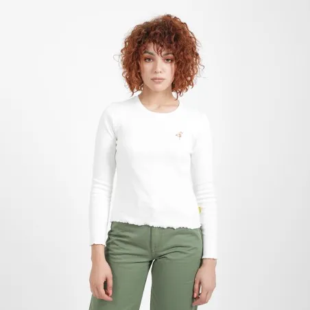 T-shirt côtelé femme manches longues - KONTAKT