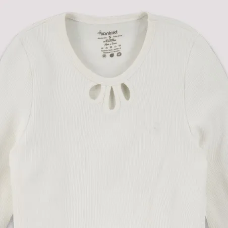 T-shirt côtelé femme manches longues avec cut out fleur - KONTAKT