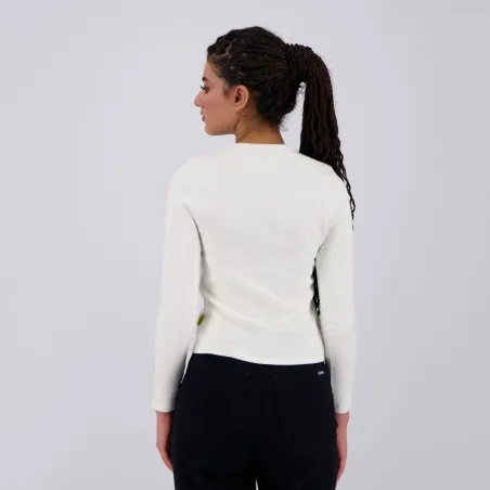 T-shirt côtelé femme manches longues avec cut out fleur - KONTAKT