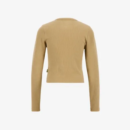 T-shirt côtelé femme manches longues avec patte boutonnage - KONTAKT