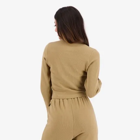 T-shirt côtelé femme manches longues avec patte boutonnage - KONTAKT