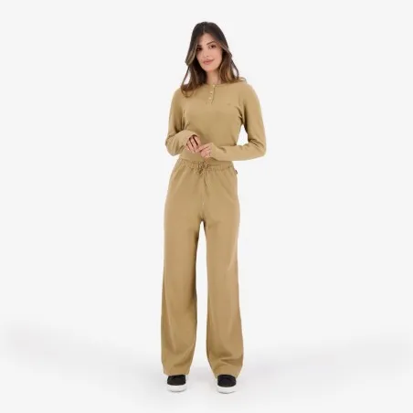 T-shirt côtelé femme manches longues avec patte boutonnage - KONTAKT
