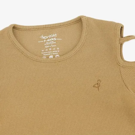T-shirt côtelé fille avec épaules dénudées - KONTAKT
