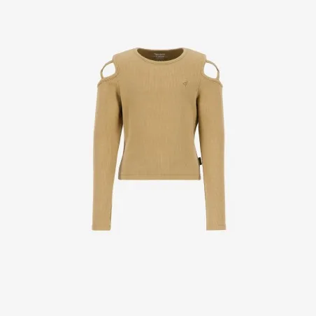T-shirt côtelé fille avec épaules dénudées - KONTAKT