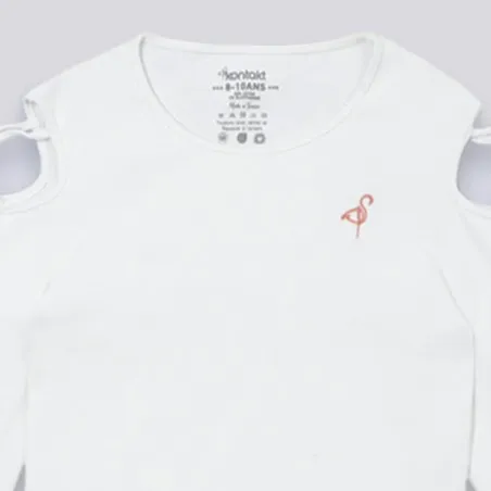 T-shirt côtelé fille avec épaules dénudées - KONTAKT