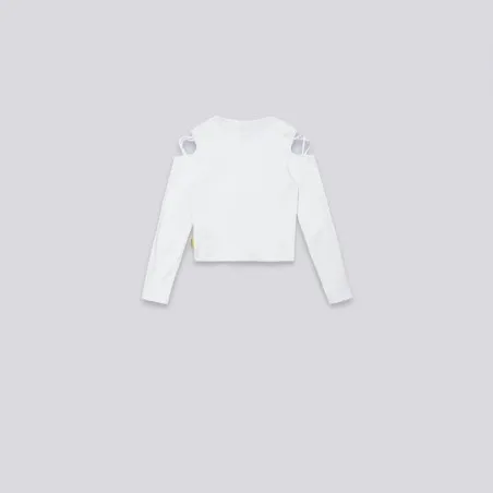 T-shirt côtelé fille avec épaules dénudées - KONTAKT