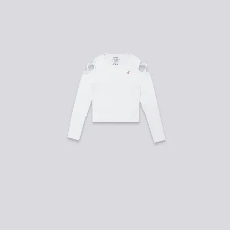T-shirt côtelé fille avec épaules dénudées - KONTAKT
