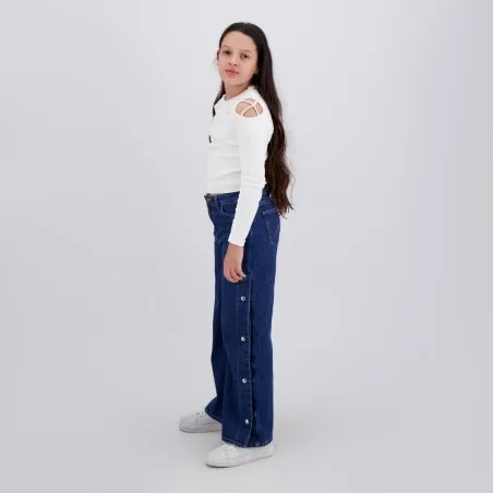 T-shirt côtelé fille avec épaules dénudées - KONTAKT