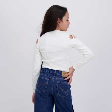 T-shirt côtelé fille avec épaules dénudées - KONTAKT