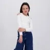 T-shirt côtelé fille avec épaules dénudées - KONTAKT