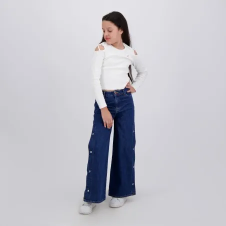 T-shirt côtelé fille avec épaules dénudées - KONTAKT