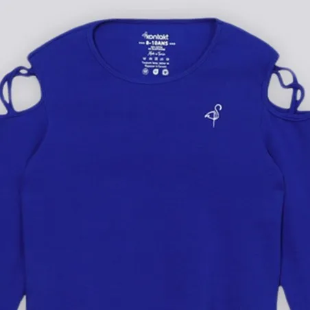 T-shirt côtelé fille avec épaules dénudées - KONTAKT