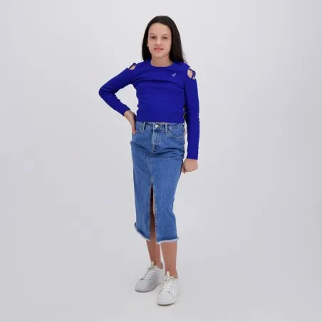 T-shirt côtelé fille avec épaules dénudées - KONTAKT