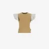 T-shirt côtelé fille manches à volant en chaine et trame - KONTAKT