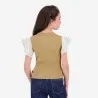 T-shirt côtelé fille manches à volant en chaine et trame - KONTAKT