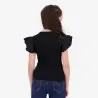T-shirt côtelé fille manches à volant en chaine et trame - KONTAKT