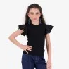 T-shirt côtelé fille manches à volant en chaine et trame - KONTAKT