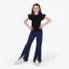 T-shirt côtelé fille manches à volant en chaine et trame - KONTAKT