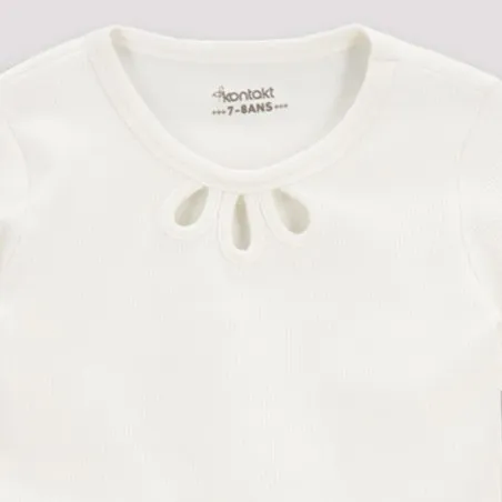 T-shirt côtelé fille manches longues avec cut out fleur - KONTAKT
