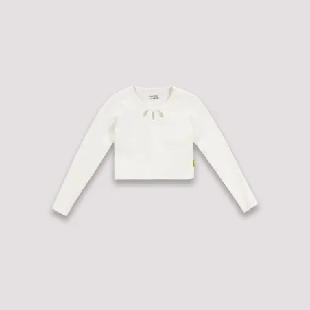 T-shirt côtelé fille manches longues avec cut out fleur - KONTAKT