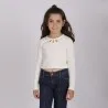 T-shirt côtelé fille manches longues avec cut out fleur - KONTAKT