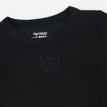 T-shirt côtelé fille manches longues avec cut out lapin - KONTAKT