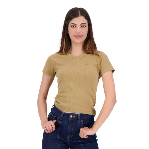 T-shirt côtelé sur taille femme manches courtes - KONTAKT